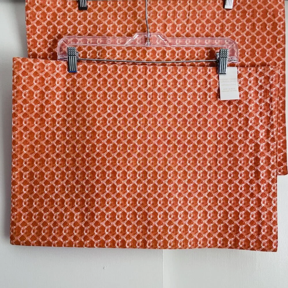 NWOT Williams Sonoma Kitchen Dining Place Mat SET of 2 Burnt Orange Cotton Print